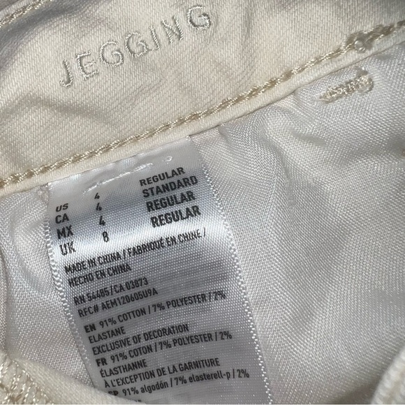 American Eagle Off-White Denim Super Stretch Ripped Jegging -size 4, Women’s - Picture 6 of 12